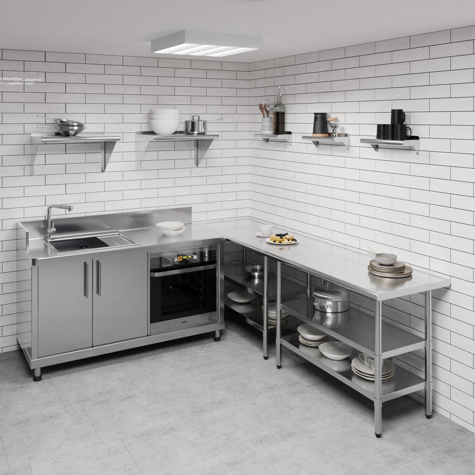 AmGood 6 in. x 16 in. Stainless Steel Wall Shelf | NSF Certified | Appliance & Equipment Metal Shelving | Kitchen, Restaurant, Garage, Laundry, Utility Room