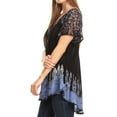 thumbnail image 4 of Sakkas Cora Relaxed Fit Batik Design Embroidery Cap Sleeves Blouse / Top - Black / Blue - One Size, 4 of 5