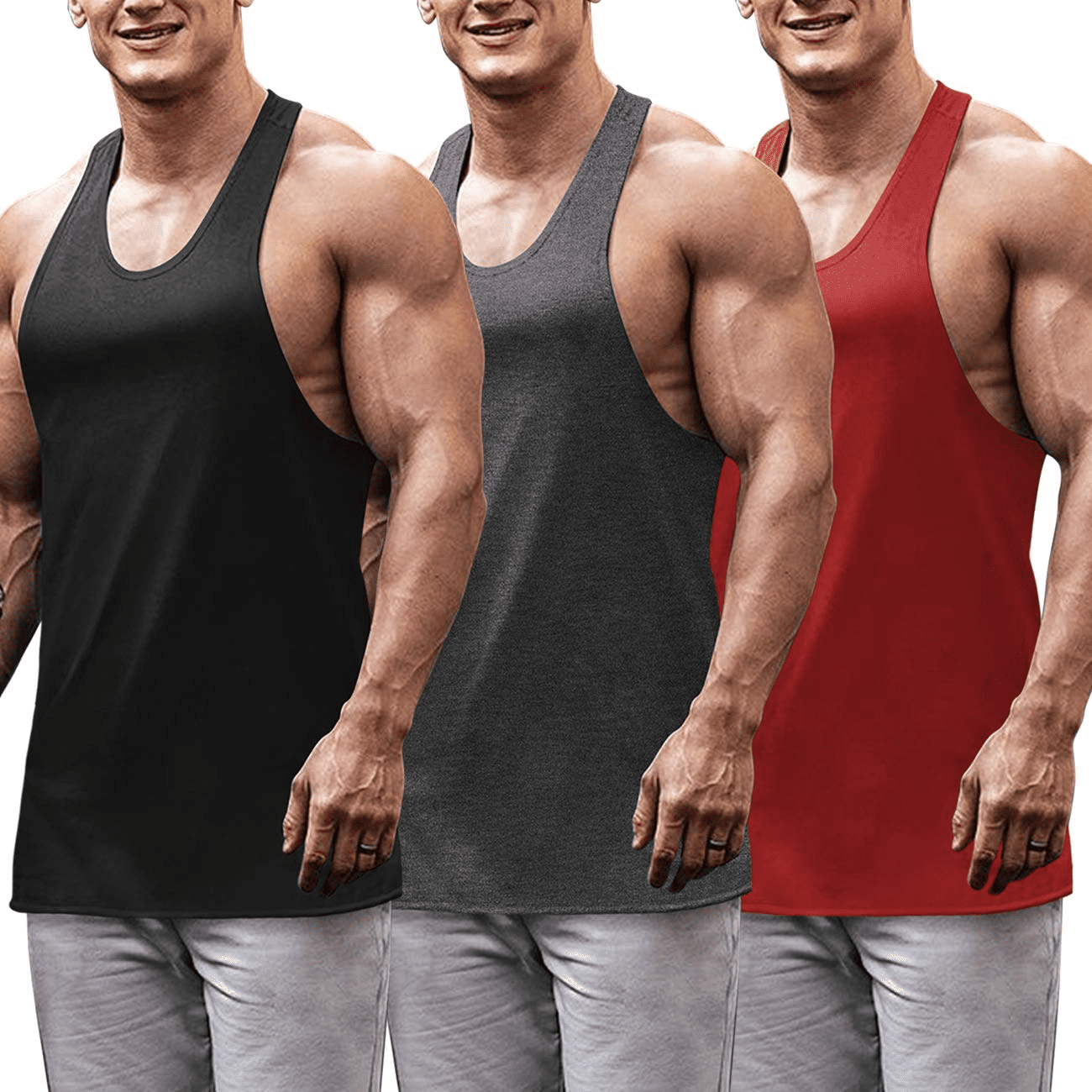 COOFANDY Men's 3 Pack Tank Tops Gym Workout Sleeveless Tank Shirt Y ...