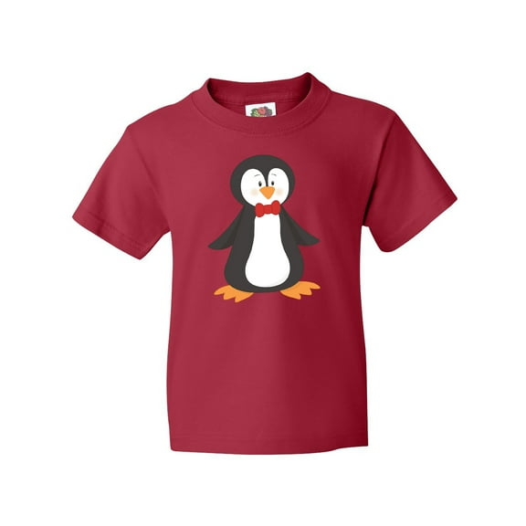 Inktastic Cute Penguin, Penguin With Red Bow Tie Youth T-Shirt
