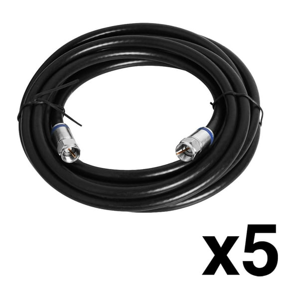 Skywalker 12' RG-6 Coax Jumper Cable with Lock & Seal Connectors (5 Pack)