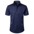 thumbnail image 2 of TAGOLD Mens Summer Short Sleeve Turndown collar Blouse & Shirt Solid Color Button Casual Wear Top, 2 of 4