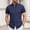 Dark Blue, variant on Fnnxeal Mens Gray Short Sleeve Button Down Shirt, Slim Fit Casual Checkered Plaid Top, Soft Cotton Blend with Stretch,Size XL