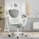 CONCETTA Office Computer Desk Chair, Ergonomic High-Back Mesh Chairs with Wheels and Adjustable Headrests, Gray