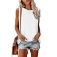 thumbnail image 2 of AOOCHASLIY Womens Tee Clothes Trendy Women Solid Sleeveless O-Neck Pockets Casual Tops T-shirt Blouse, 2 of 5
