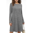 thumbnail image 2 of VEKDONE Women's Basic Midi Dress Long Sleeve Crewneck A-Line Dress Casual Loose Fit Soft Dresses Going Out Home Fashion Clothes Gray XL, 2 of 6