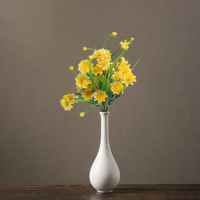 Flores de crisantemo artificial - 1 pieza de arreglo floral plástico blanco, morado, naranja, amarillo y rosa para decoración del hogar, 13,77" de altura