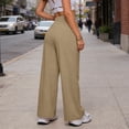 thumbnail image 6 of MLCDZ Wide Leg Pants Woman Solid Color Pull on Dress Pants Women High Waisted Stretchy Work Pants Business Casual Trousers with Pockets Khaki L, 6 of 6