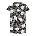 thumbnail image 4 of Womens Plus Size Tops Dressy Flowy Short Sleeve Pleated Blouses Floral Crew Neck Flutter Sleeve Summer Tunic T-Shirts (Black 4XL), 4 of 5