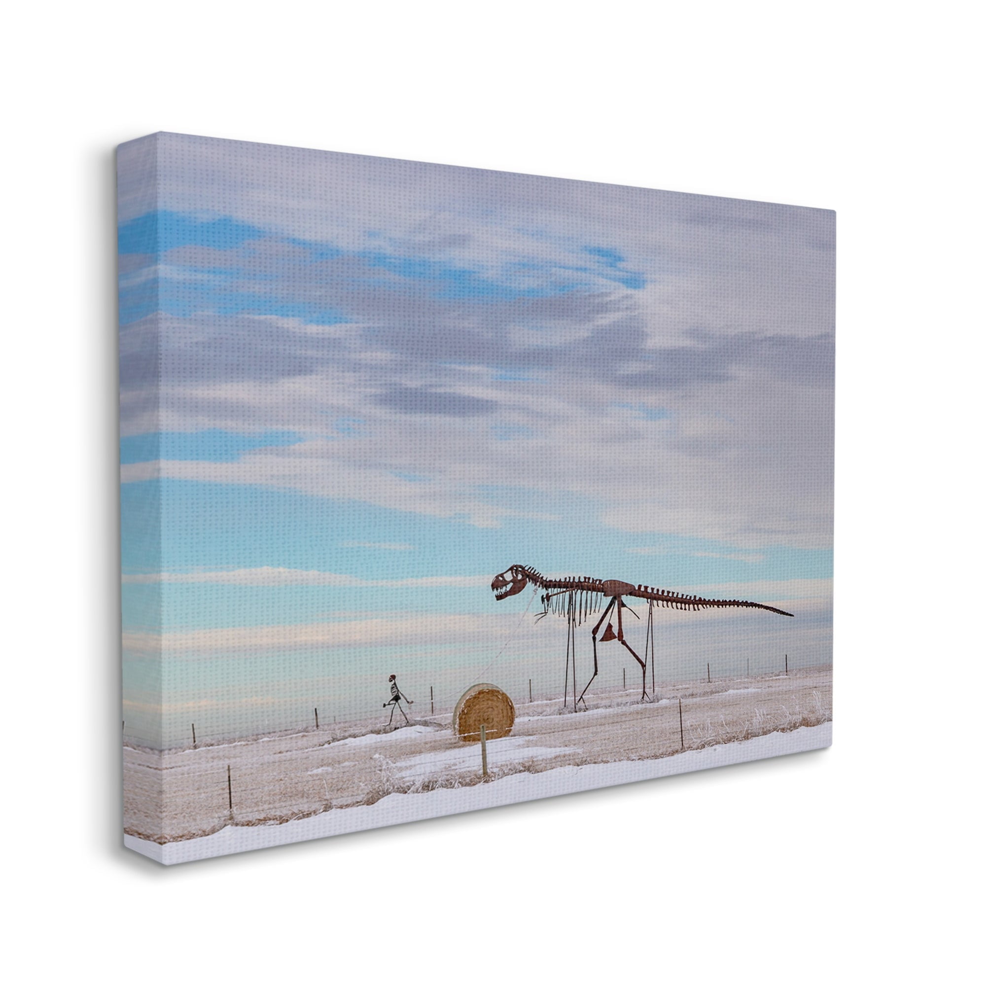 Stupell Industries Person Walking Dinosaur Skeleton Beach Sand Dunes Photograph Gallery Wrapped Canvas Print Wall Art, Design by Jeff Poe Photography