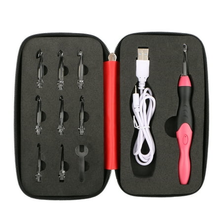 Crochet Eye Needle TSV LED Crochet Hooks, Professional 9 in 1 Led Light Up Crochet Hooks Knitting Needles Weave Sewing ()
