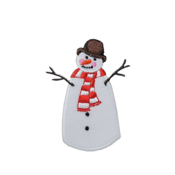 Snowman with Brown Hat Iron on Embroidered Patch