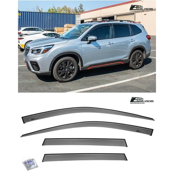 Replacement For 2019-Present Subaru Forester | EOS Visors JDM Tape-On Style Side Vents Window Visor Rain Guard Deflectors
