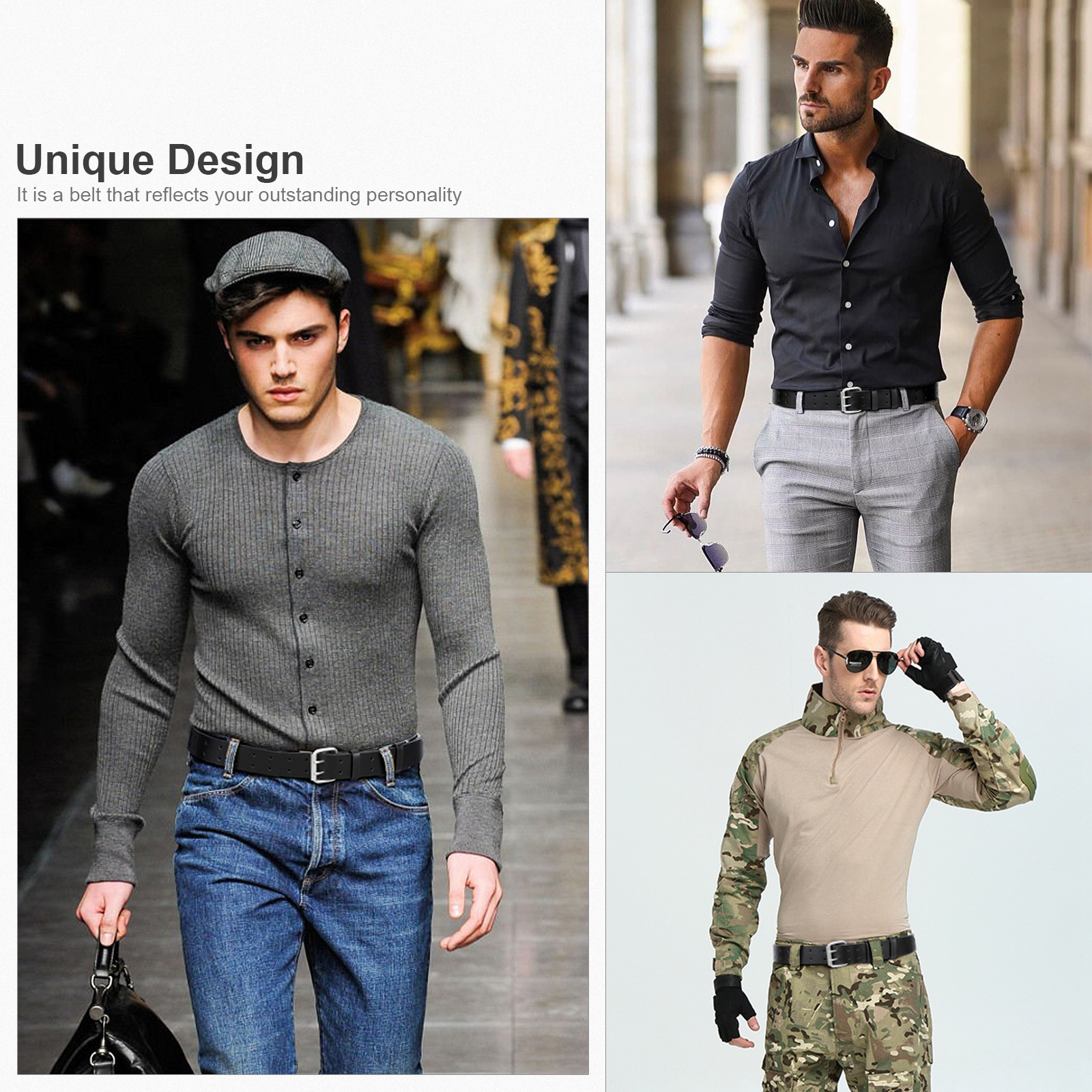 Whippy Men's Leather Double Prong Belt photo 2