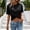 Black, variant on Women's Crop Tops Short Sleeve T-Shirt Summer Causal Womens Blouse Round Neck Fashion Tee T Shirt Black