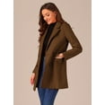 thumbnail image 3 of INSPIRE CHIC Women's Notch Lapel Double Breasted Belted Long Trenchcoat, 3 of 7