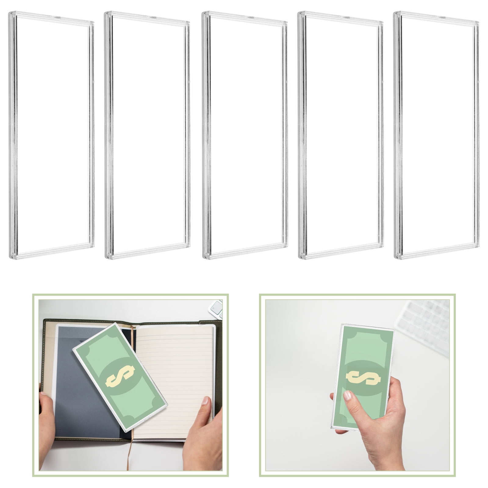Pungan banknotes holder 10 Clear Plastic Dollar Bill Sleeves for Currency and Stamp Collecting,6.42"X3.27"X0.24"