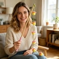 thumbnail image 4 of Natural Wood Cat Wand Toy with Fruit Plush Charms and Bell, Interactive Teaser Stick for Indoor Cats, Lightweight Durable Fishing Pole Toy for Kittens(Pink), 4 of 4