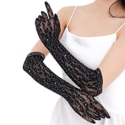 Long Lace Gloves With Sparkling Rhinestones Decors For Elegance Evening Party Dressingup Women PhotoshootsHandwear