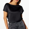 thumbnail image 2 of MIXUE Womens Summer Tops Solid Color Round Neck Short Sleeve Minimalist Fashion T-shirts Holiday Wear,Black,L, 2 of 4