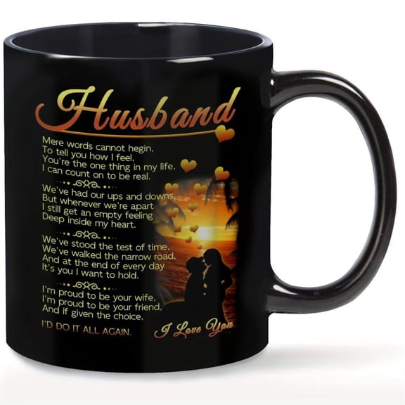 1pc Romantic Husband Black Ceramic Mug with Heartfelt Love Poem Sunset Couple Design Hand Wash Only Valentine s Day Anniversary Christmas Thanksgiving