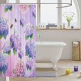 thumbnail image 3 of Manfei Cute Hydrangea Floral Shower Curtain 72Wx84L, Chic Blossom Bathroom Shower Curtain, Lilac Purple Green, 3 of 5