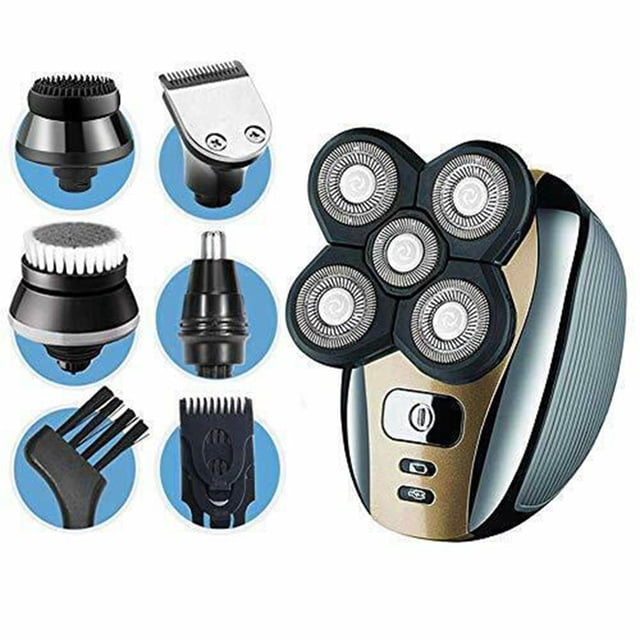 stanreset Rasoirs Rotatifs Électriques 5-en-1 pour Hommes, Rechargeables, Humide et Sec, Kit de Toilettage Sans Fil à 5 Têtes