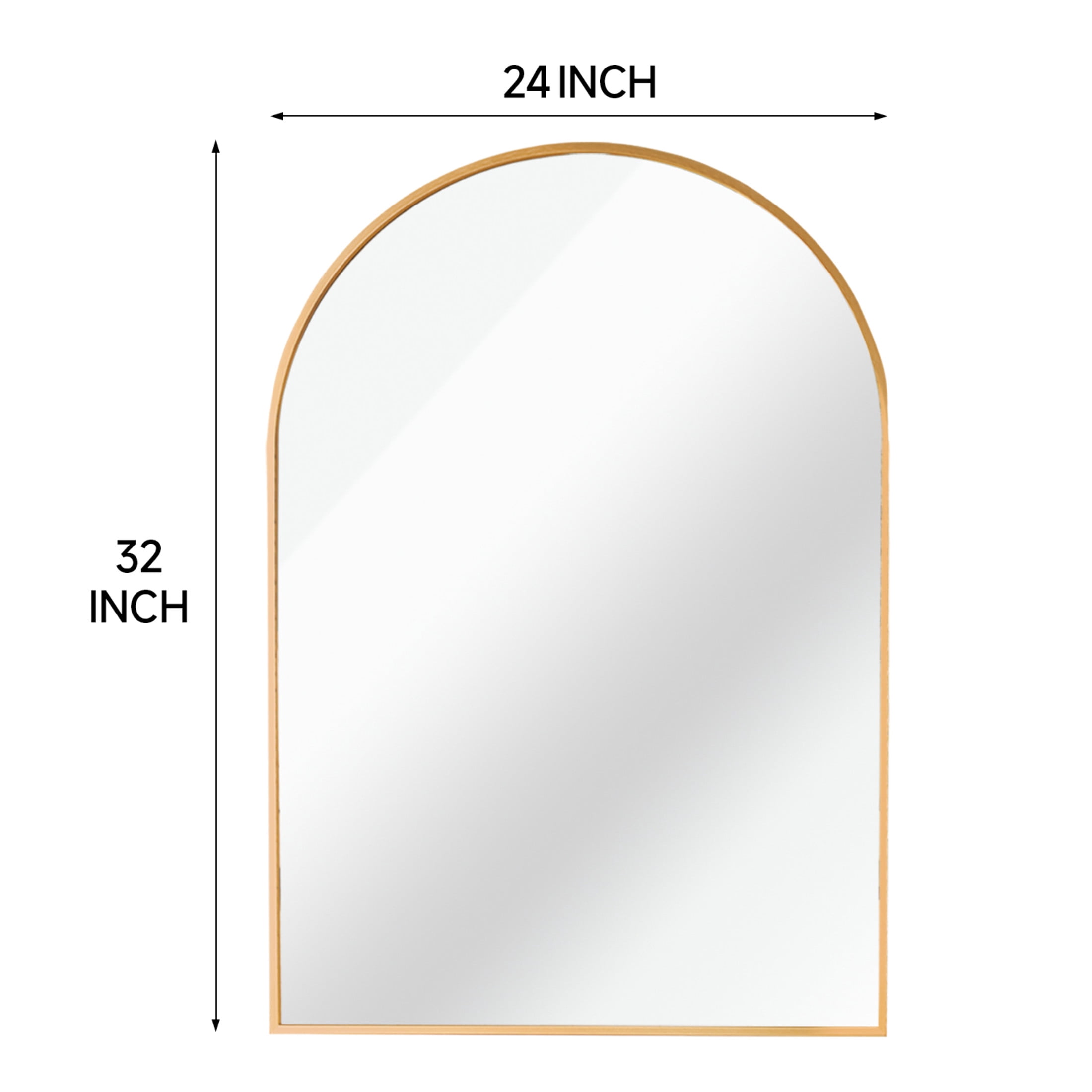 Noble House 24"x32" Arched Metal Wall Mirror, Vanity Mirror for Bathroom, Bedroom & Living Room, Gold