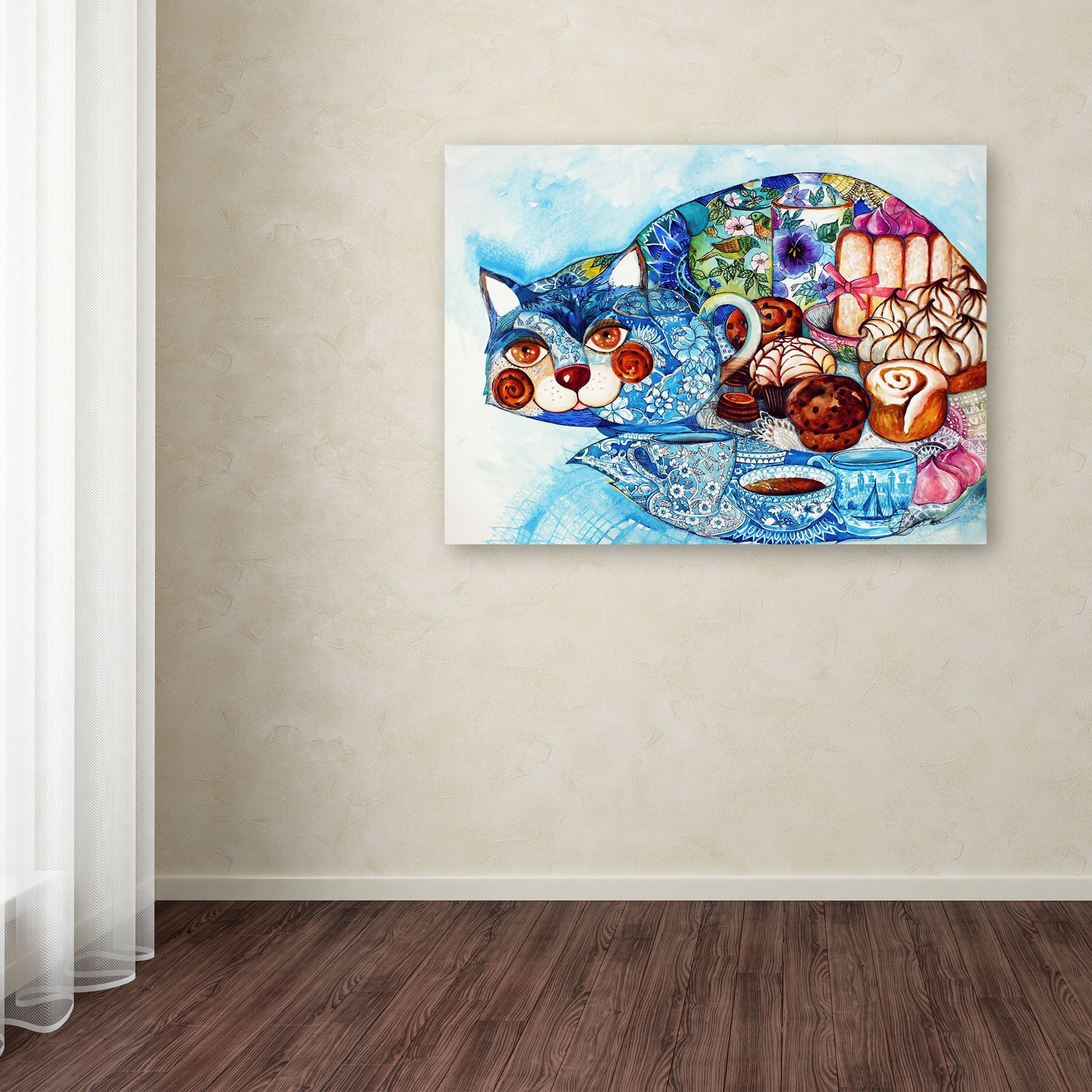 Trademark Fine Art 'Lunch Cat' Canvas Art by Oxana Ziaka