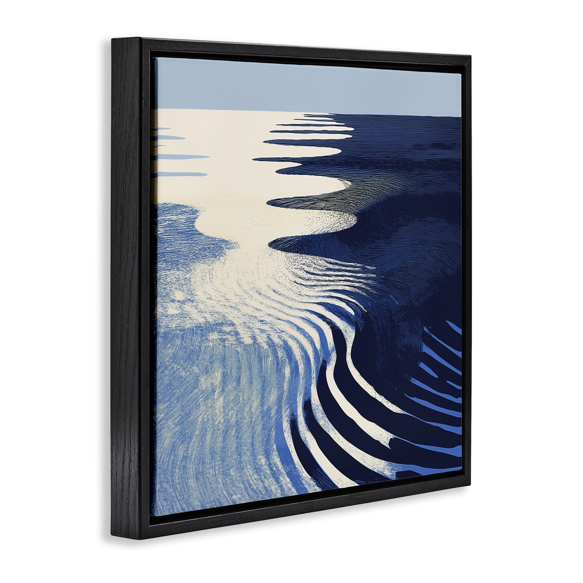 Stupell Industries Abstract Cobalt Ripples Black Framed Floater Canvas Wall Art, design by Walker Noble