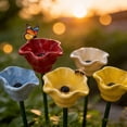 thumbnail image 3 of Handmade Ceramic Pollinator Watering Station Colorful Garden Butterfly & Bee Drinking Feeder Small Outdoor Yard Art Stake Bird Bath for Nature Lovers, 3 of 3