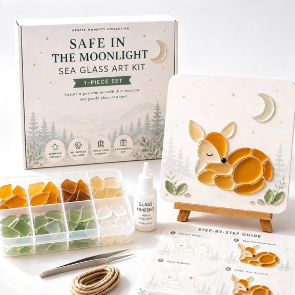 DIY Sea Glass Art Kit, DIY Sea Glass Mosaic Art Kit, Cute Animal Art Supplies, Home Decor & Creative Handmade Gift