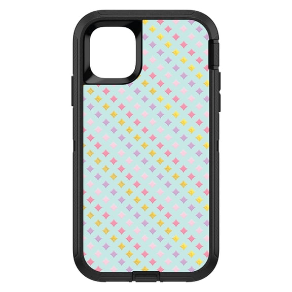 DistinctInk Custom SKIN / DECAL compatible with OtterBox Defender for iPhone 11 Pro (5.8" Screen) - Pastel Diamond Pattern - Pink Purple Teal