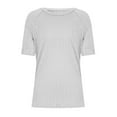 thumbnail image 4 of Liquidation! Uooqdmx T-Shirts à Manches Courtes pour Femmes, Hauts Crochet pour Femmes, T-Shirt Uni pour Femmes, T-Shirts Légers Col Rond Tunique Basique, T-Shirts Basiques pour Femmes, Blanc L, 4 of 6