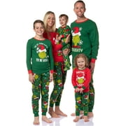 GUVPEV PJS Guvpev Family Christmas Pajamas Matching Sets - How Grinchy Stole Christmas Lights Matching Family Pajamas Set - Christmas PJS Grinchy Pattern Print Long-sleeved Top & Pants Sets for Womens - S-3XL