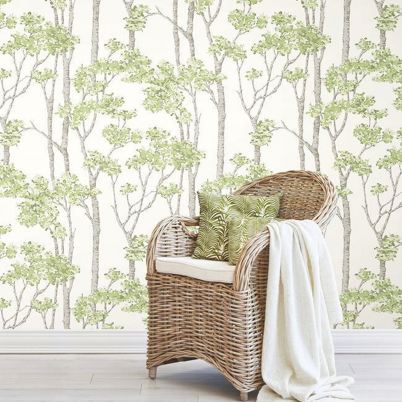 RoomMates Green, Birch Grove Peel & Stick Wallpaper