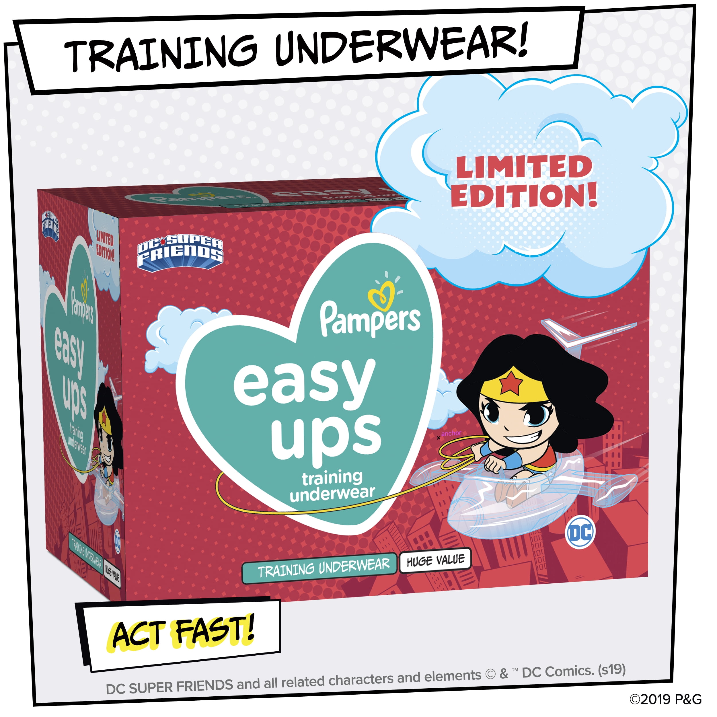 Pampers Easy Ups Training Underwear Girls, Size 2T-3T, 94 Ct