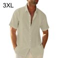 thumbnail image 4 of pitrice Traveling Casual Style Men's Button Down Shirt Summer Pool Party Solid Color Simple Design Slim Fit Tops Daily Clothes Khaki XXXL, 4 of 5