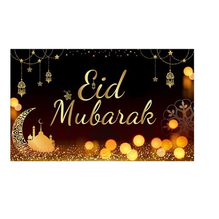 180x110cm Ramadan Background Cloth Wall Hanging Sparkling Eid Background Background Screen Photographic Prop Mubarak Decorative Background A