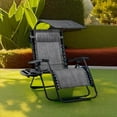 thumbnail image 2 of WYDK Folding Zero Gravity Outdoor Recliner Patio Lounge Chair w/Adjustable Canopy Shade, Headrest, Side Accessory Tray, Textilene Mesh - Gray, 2 of 15