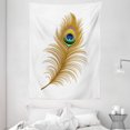 thumbnail image 1 of Peacock Tapestry, Exotic Alluring Bird with Feathers Magical Wildlife Nature Image Print, Wall Hanging for Bedroom Living Room Dorm Decor, 60W X 80L Inches, Mustard Green Navy, by Ambesonne, 1 of 2