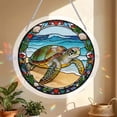 thumbnail image 6 of huayou Round Acrylic Stained Glass Suncatcher Puzzle, Sea Turtle Beach Seashell Window Hanging Decor, Ocean Theme Light Filter Ornament for Indoor Outdoor Home Balcony, 6 of 9