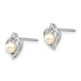 thumbnail image 2 of 14k White Gold 4.5mm June/Freshwater Cultured Pearl and Diamond Heart Earrings XBS454, 2 of 4