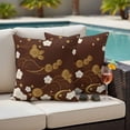 thumbnail image 4 of Yellow Flower Outdoor Waterproof Pillow Covers, Japanese Style Floral Leaf Textured Red Decorative Square Throw Pillowcase Sofa Cushion Sham for Patio/Couch/Chair, 24"x24" 2 Pack, 4 of 8