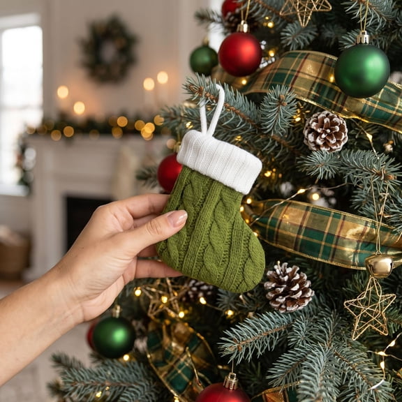 Christmas Tree Ornaments, Cute Mini Fabric Pendants for Holiday Window and Wreath Decor