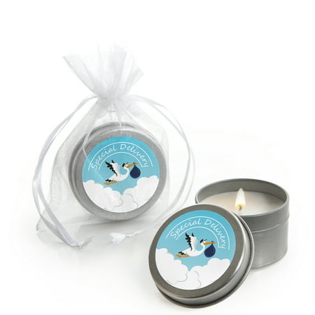 Boy Special Delivery Candle Tin Blue It S A Boy Stork Baby
