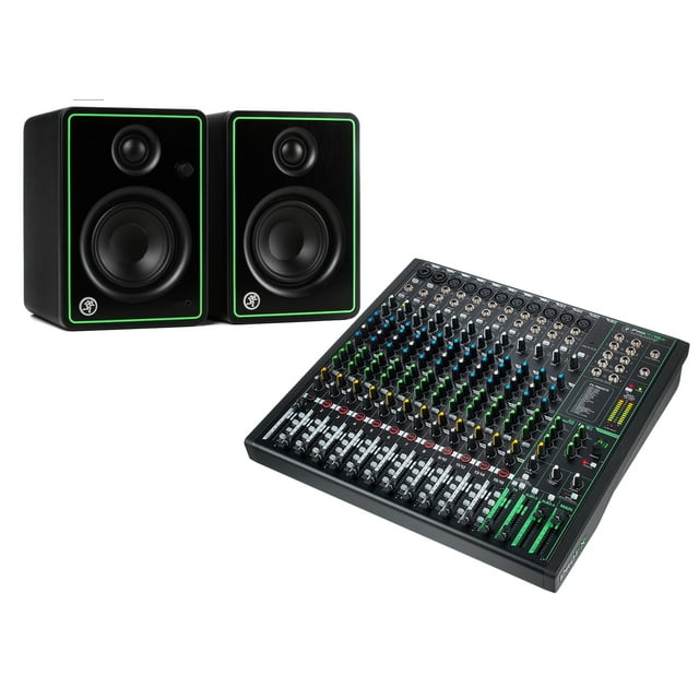 Mackie Bundle with CR4-XBT - Bluetooth Studio Monitor - Pair + ProFX16v3 16-channel Mixer with USB and Effects