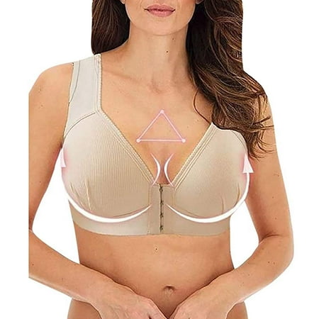 

GuliriFei Women Front Closure Solid Color Comfortable Non-wired Bra
