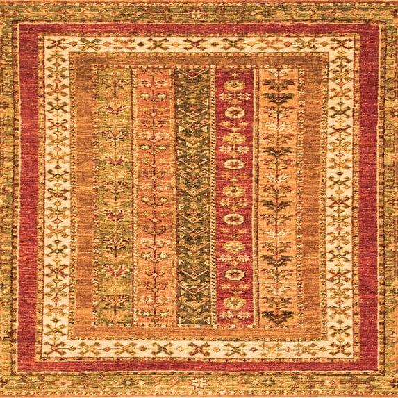 Ahgly Company Indoor Square Abstract Orange Modern Area Rugs, 6' Square
