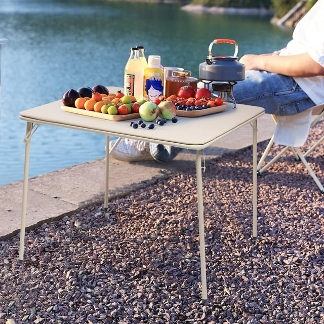 HOMYLIN Mesa Plegable de Patio, Mesa de Campismo Cuadrada Impermeable y portátil 86X86Cm Mesa de Picnic Cuadrada Plegable Portátil para Camping, Partido,Exterior, Negro